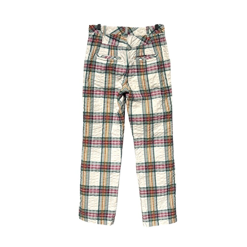 Free People Marlowe Yard Dye Trousers Womens 6 Plaid Seersucker‎ - Picture 2 of 9